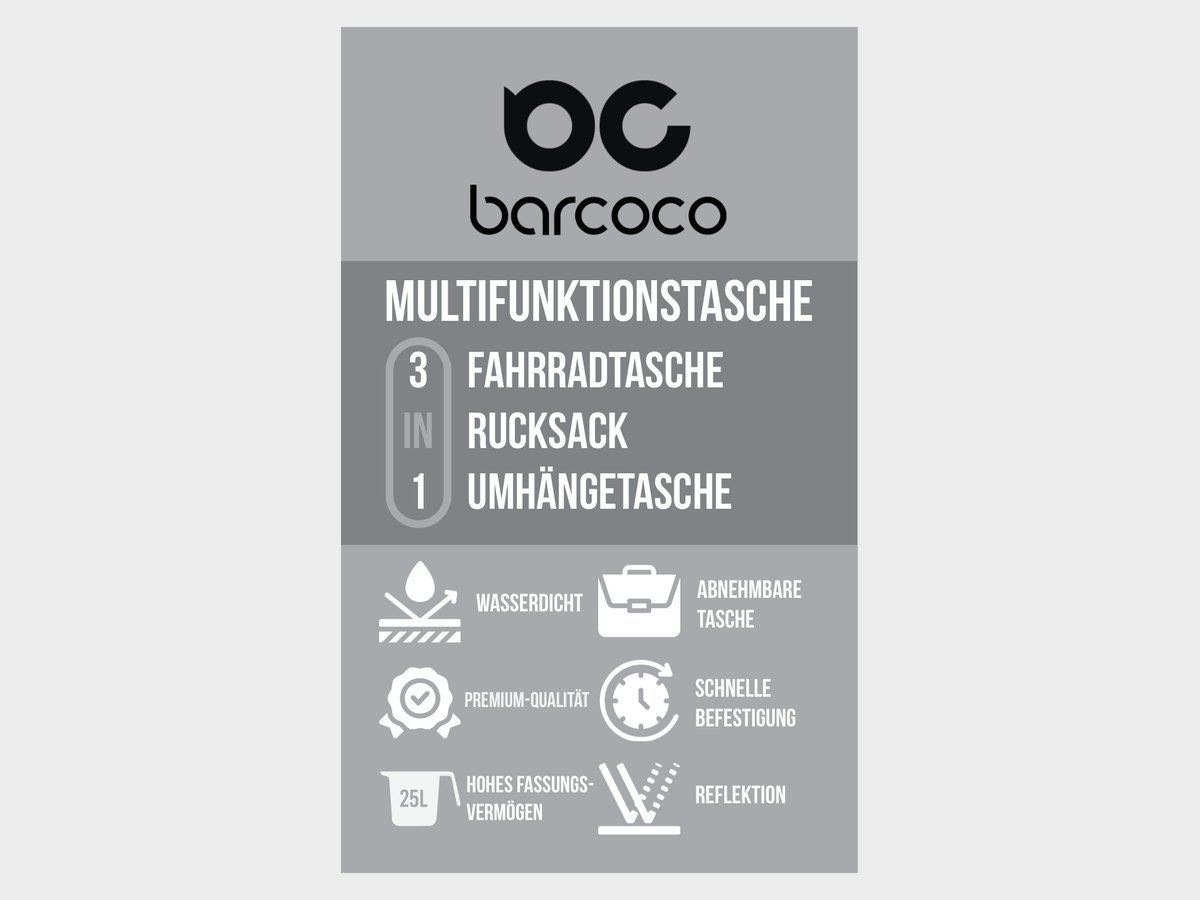 Hangtag der Barcoco Fahrradtasche, druckfertiges Layout
