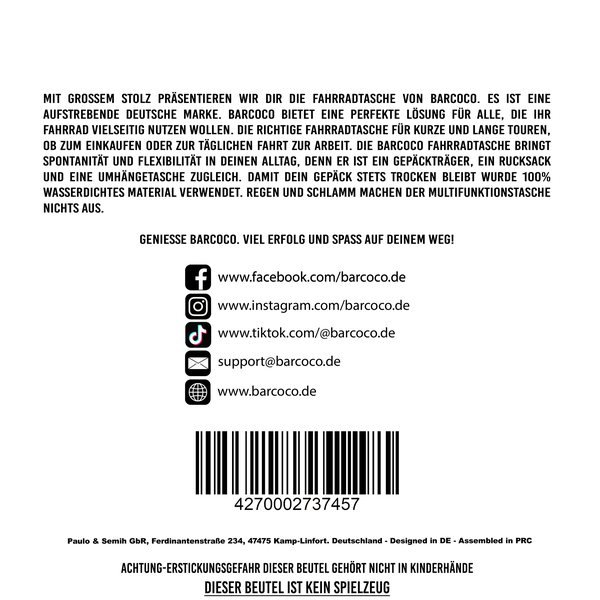 Rückseiten-Produktprint mit Barcode und EAN